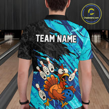 Load image into Gallery viewer, Custom Cyan Turkey Bowling Shirt Funny Ball Pin League Jersey for Men Polo Outfit QZT765