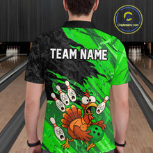Load image into Gallery viewer, Custom Green Turkey Bowling Shirt Funny Ball Pin League Jersey for Men Polo Outfit QZT765