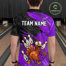 Load image into Gallery viewer, Custom Purple Turkey Bowling Shirt Funny Ball Pin League Jersey for Men Polo Outfit QZT765