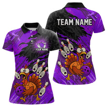 Load image into Gallery viewer, Custom Purple Turkey Bowling Shirt Funny Ball Pin League Jersey for Women Polo Outfit QZT765