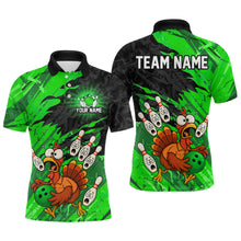 Load image into Gallery viewer, Custom Green Turkey Bowling Shirt Funny Ball Pin League Jersey for Men Polo Outfit QZT765