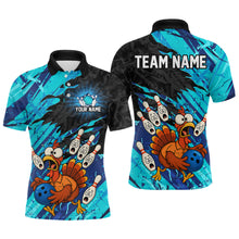 Load image into Gallery viewer, Custom Cyan Turkey Bowling Shirt Funny Ball Pin League Jersey for Men Polo Outfit QZT765