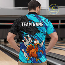 Load image into Gallery viewer, Custom Cyan Turkey Bowling Shirt Funny Ball Pin League Jersey for Men Polo Outfit QZT765