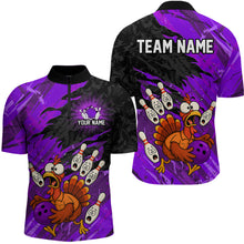 Load image into Gallery viewer, Custom Purple Turkey Bowling Shirt Funny Ball Pin League Jersey for Men Polo Outfit QZT765