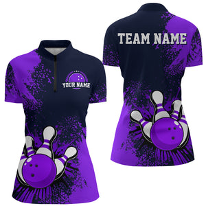 Personalized Women's Bowling Shirts Bowling Jersey Quarter Zip Bowling Performance QZT497