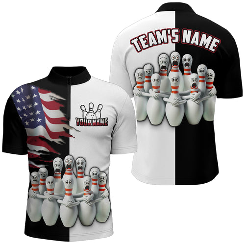 American Bowling Shirt Bowling Team League Bowling Shirt Funny Men 1/4 Bowling QZT412
