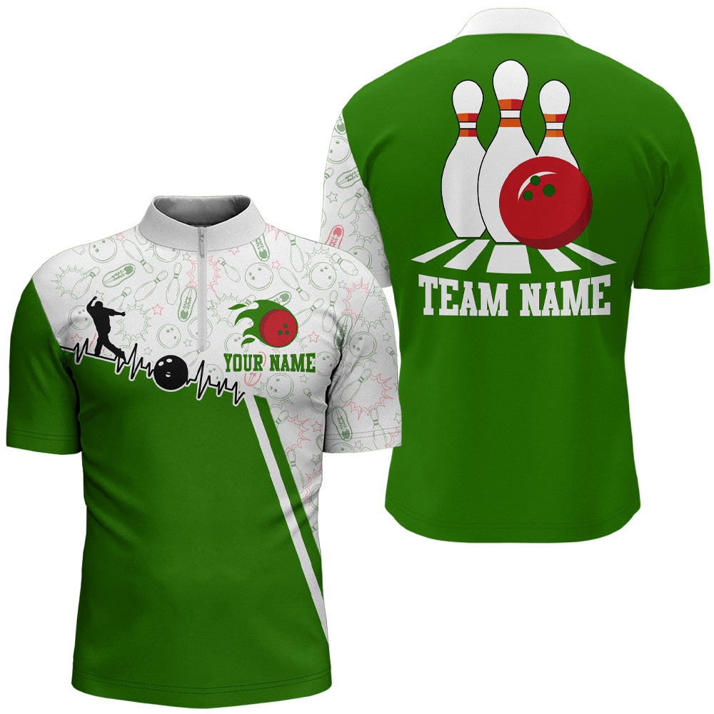 Men's Bowling Shirt Personalized Camo Bowling Jersey 1/4 Zip  Bowling Shirt QZT19
