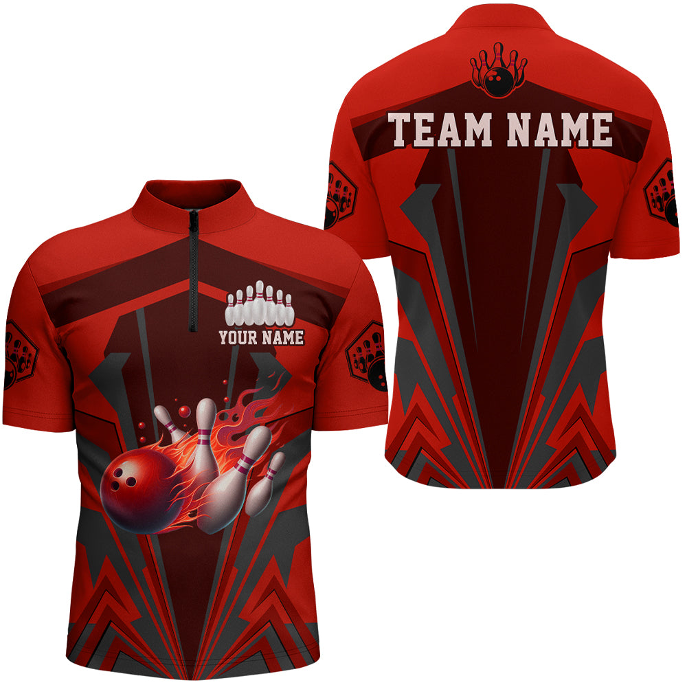 Personalized Bowling Shirts for Men 1/4 Zip Bowling Jersey Bowling Uniform QZT428