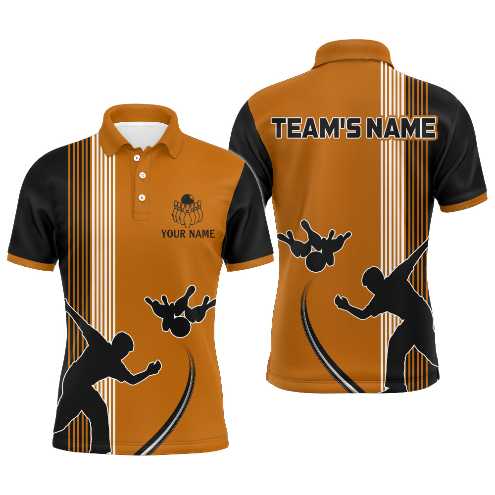Personalized Men Polo Shirt Bowling Silhoutte Shirts Bowling Team League QZT427