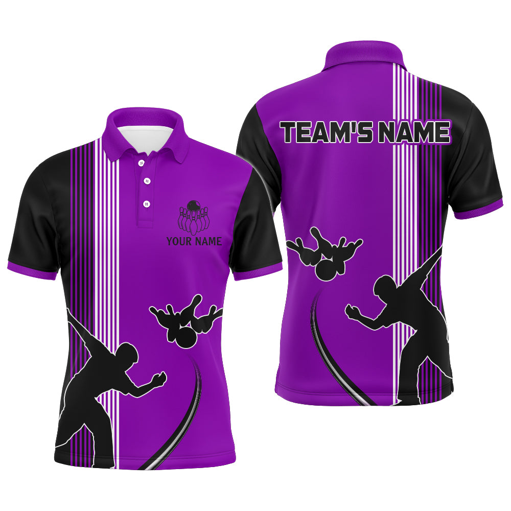 Personalized Men Polo Shirt Bowling Silhoutte Shirts Bowling Team League QZT427