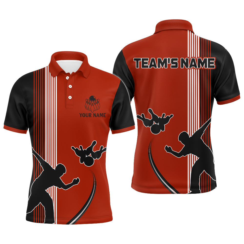 Personalized Men Polo Shirt Bowling Silhoutte Shirts Bowling Team League QZT427
