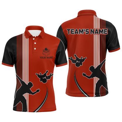 Personalized Men Polo Shirt Bowling Silhoutte Shirts Bowling Team League QZT427