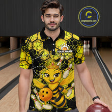 Load image into Gallery viewer, Custom Funny Bee Bowling Shirts for Men 3D Bowling League Jersey Polo &amp; Quarter-Zip QZT743