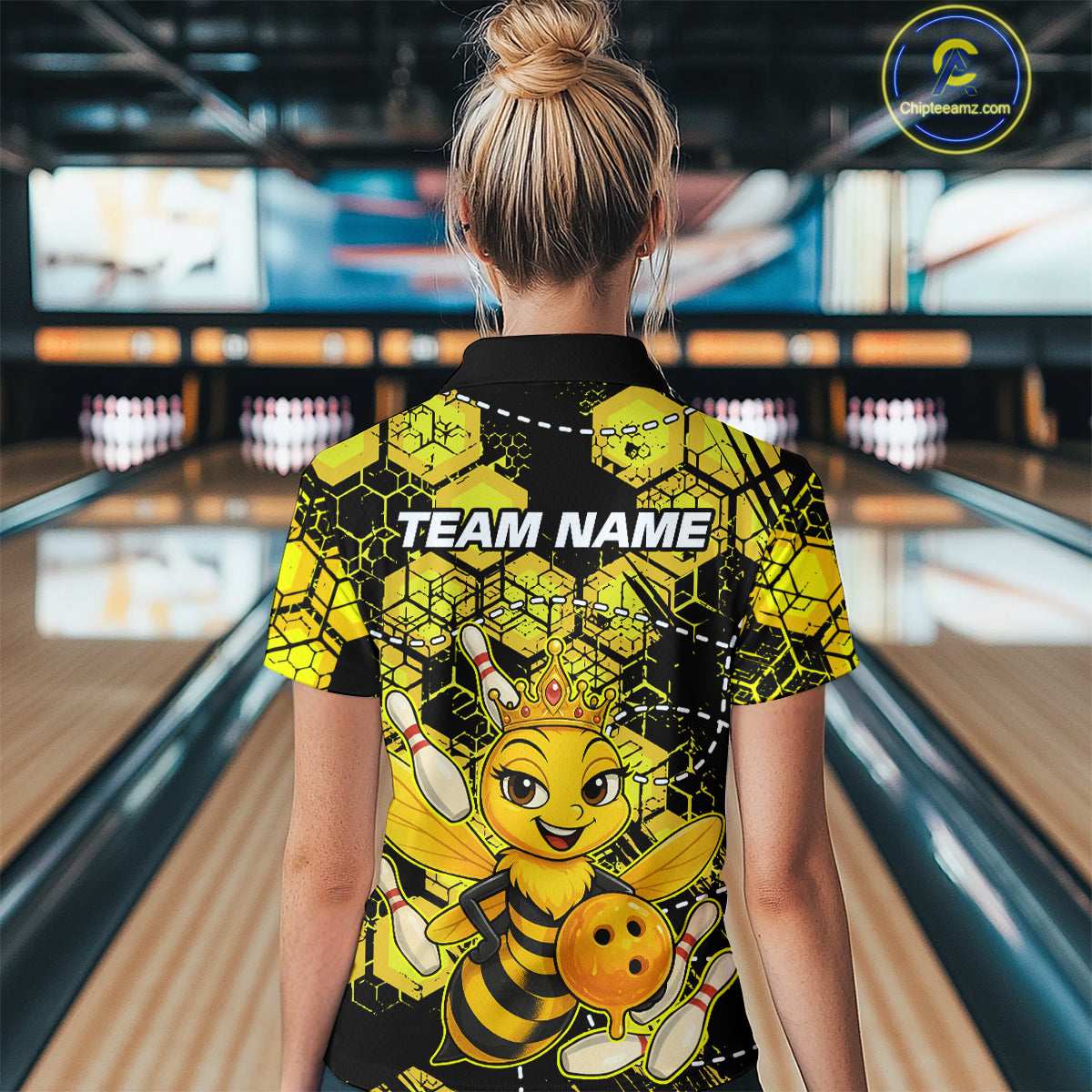Custom Funny Bee Bowling Shirts for Women 3D Bowling League Jersey Polo & Quarter-Zip QZT743