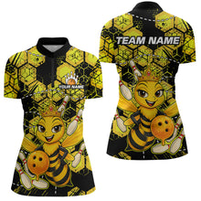 Load image into Gallery viewer, Custom Funny Bee Bowling Shirts for Women 3D Bowling League Jersey Polo &amp; Quarter-Zip QZT743