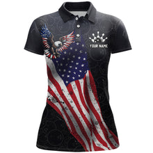 Load image into Gallery viewer, Personalized US Flag Bowling Shirt Eagle Bowling Jersey Polo Shirt Bowling for Women QZT274