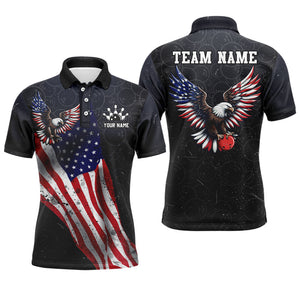 Personalized US Flag Bowling Shirt Eagle Bowling Jersey Polo Shirt Bowling for Men QZT274