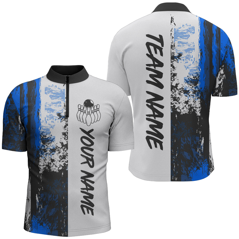 Camo 3D Bowling Shirts Men Custom Bowling Team Jersey Quarter Zip Multicolor QZT469
