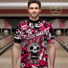 Load image into Gallery viewer, Custom Pink Skull Bunny Bowling Shirt Gothic Men Bowling Team League Polo &amp; 1/4-Zip Bowling Unisex Halloween QZT747