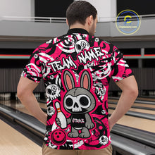 Load image into Gallery viewer, Custom Pink Skull Bunny Bowling Shirt Gothic Men Bowling Team League Polo &amp; 1/4-Zip Bowling Unisex Halloween QZT747