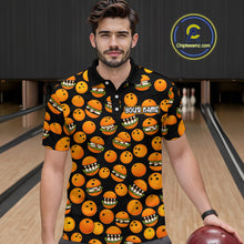 Load image into Gallery viewer, Funny Orange Hamburger Bowling Shirt  for Men Food Bowling Team League Polo &amp; 1/4 Zip Bowling Jersey QZT724