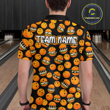 Load image into Gallery viewer, Funny Orange Hamburger Bowling Shirt  for Men Food Bowling Team League Polo &amp; 1/4 Zip Bowling Jersey QZT724