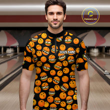 Load image into Gallery viewer, Funny Orange Hamburger Bowling Shirt  for Men Food Bowling Team League Polo &amp; 1/4 Zip Bowling Jersey QZT724