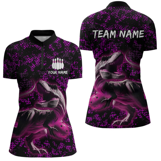 Custom Purple Bowling Shirt Sauropod Bowling Jersey Quarter Zip Bowling League QZT632