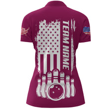 Load image into Gallery viewer, Women&#39;s Bowling Shirt Pink 1/4-Zip Bowling Shirt Patriotic Bowling Shirt QZT281