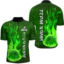 Load image into Gallery viewer, Custom Flame Bowling Shirts Bowling Jersey for Men 1/4 Zip Bowling Uniform QZT447