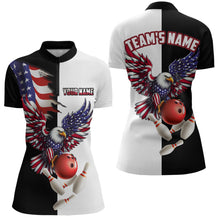 Load image into Gallery viewer, American Eagle Quarter-Zip Bowling Shirt Custom Black &amp; White Bowling Jersey for Men And Women QZT686
