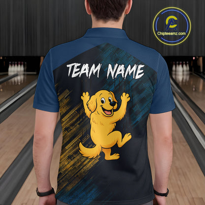 Funny Golden Retriever Dog Bowling Shirt for Men Custom Polo & Quarter-Zip Bowling Team Jersey QZT760