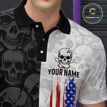 Load image into Gallery viewer, American Flag Bowling Team Shirt Polo 1/4-Zip Patriotic Bowling Jersey for Men Halloween Gift QZT729