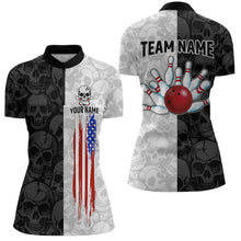 Load image into Gallery viewer, American Flag Bowling Team Shirt Polo 1/4-Zip Patriotic Bowling Jersey for Women Halloween Gift QZT729