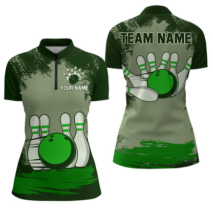 Personalized Bowling Team Shirts Multicolor Women's Bowling Shirt 1/4 Zip Bowling QZT490