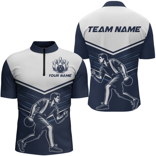 Custom Bowling Shirt for Men Bowling Jersey Bowling Team League Quarter-Zip Shirt QZT205