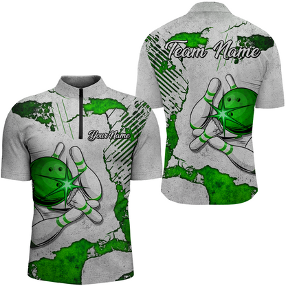 Personalized Unisex Bowling Jersey Quarter Zip Bowling Team Shirt for Men Bowler Gift QZT498