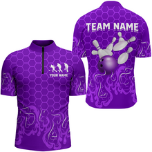 Load image into Gallery viewer, Personalized 1/4 Zip Bowling Shirt for Men Multicolor Bowling Team League QZT406