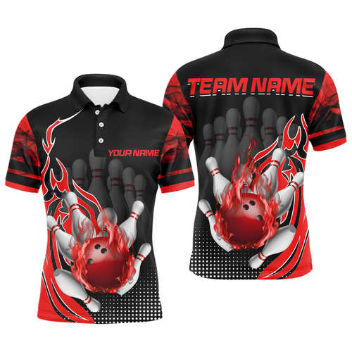 Personalized Flame Bowling Shirts Men Bowling Team League Polo Bowling QZT410