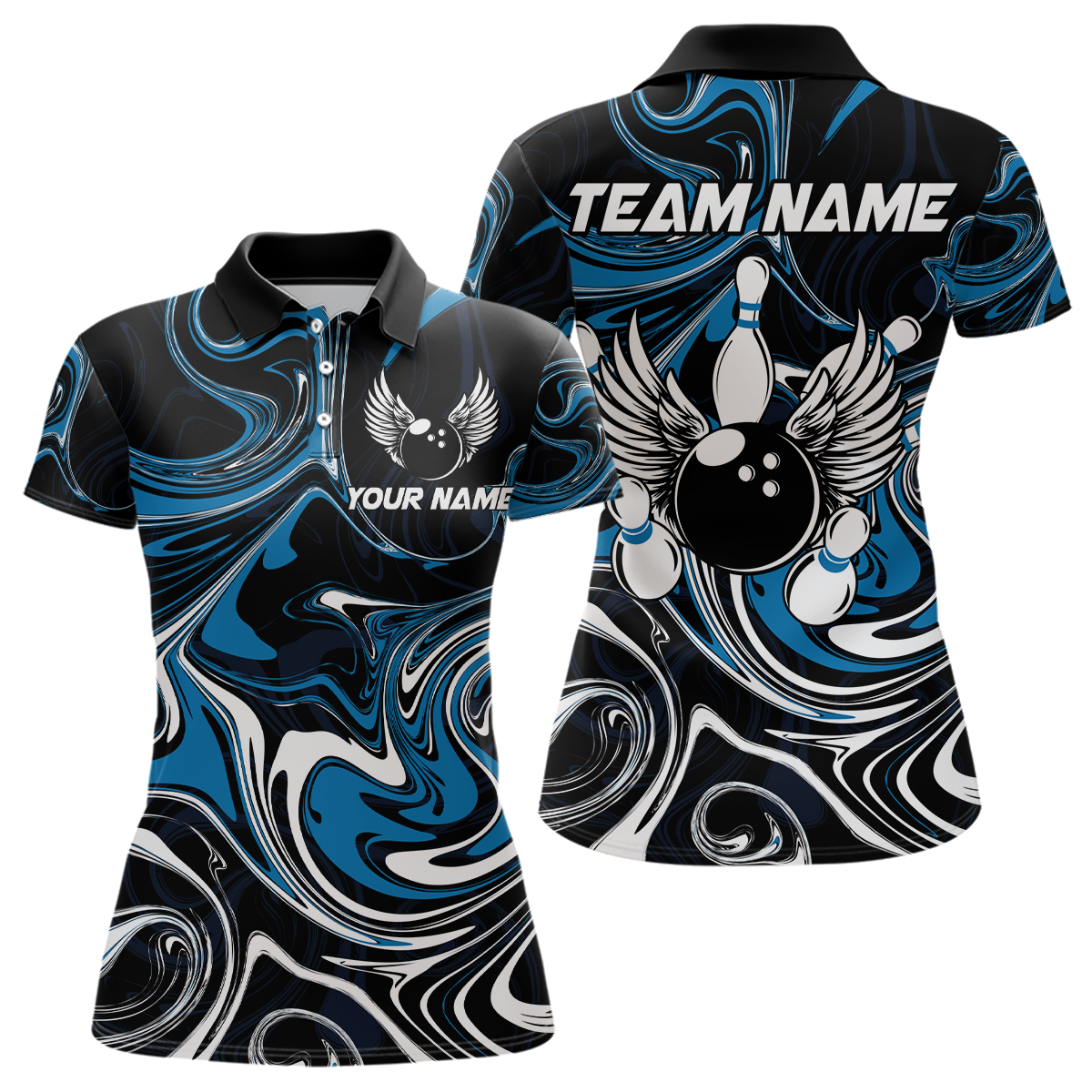 Personalized Bowling Shirt for Men and Women Bowling Team Jersey Blue Polo Shirt QZT601