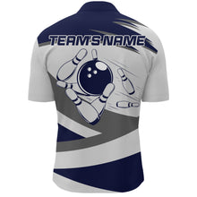 Load image into Gallery viewer, Custom Bowling Shirt for Men Navy &amp; Grey Bowling Jersey Bowling Team League Quarter-Zip Shirt QZT1