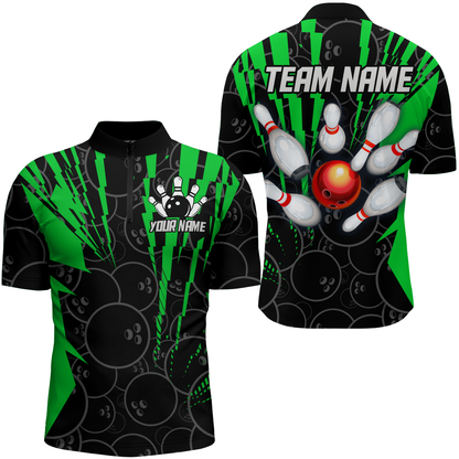 Custom Bowling Shirts Camo Bowling Jersey 1/4 Zip Shirt for Men Bowling QZT415