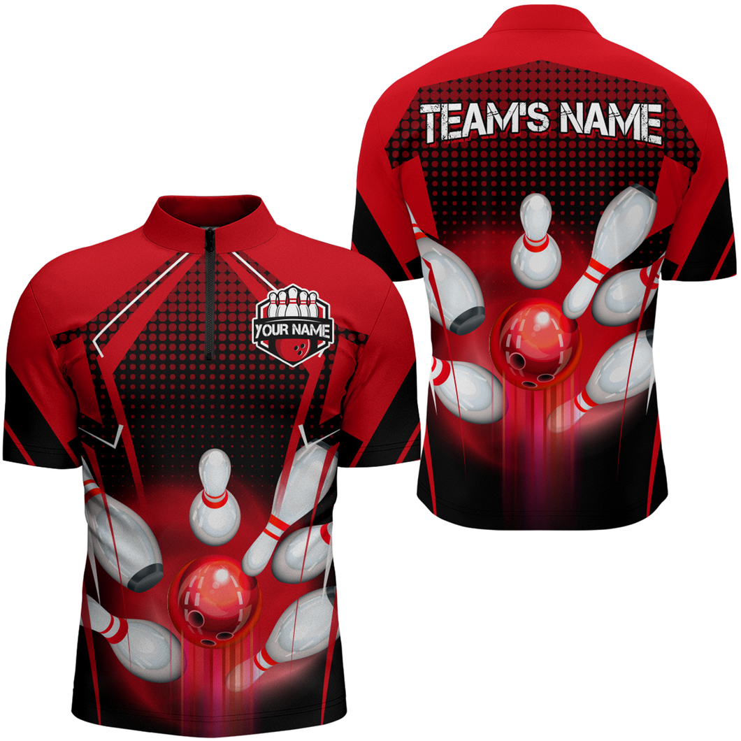 Personalized Bowling Shirts for Men 1/4 Zip 3D Bowling Team League Bowling Gifts QZT423
