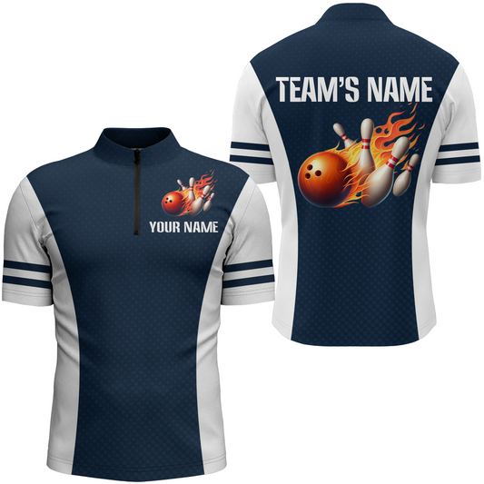 Personalized Bowling Shirt for Men Custom Bowling Jersey Bowling Team League Quarter-Zip Shirt QZT213