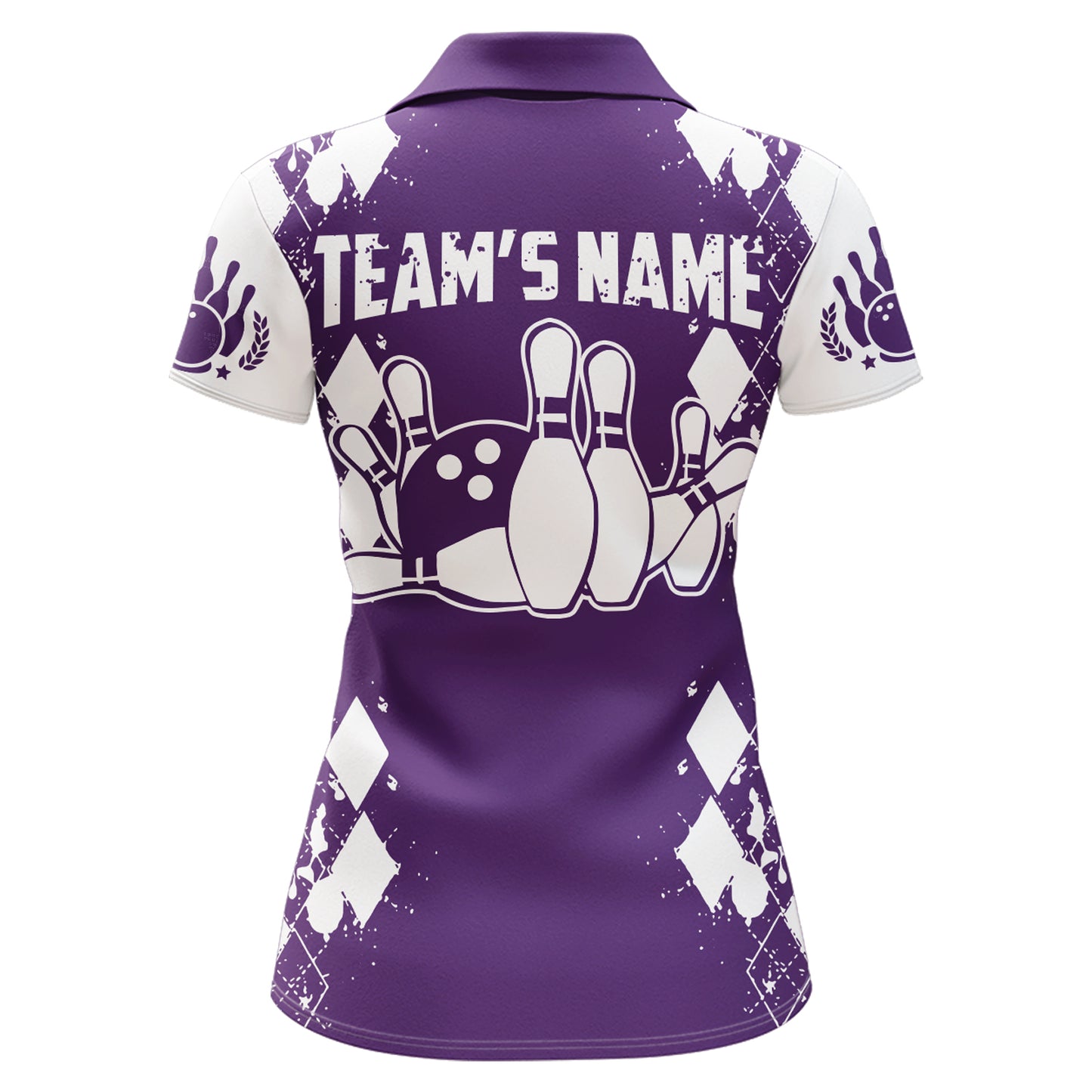 Purple White Bowling Shirt Unisex Custom Bowling Jersey Polo Bowling Shirt for Women QZT264