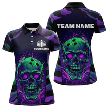 Load image into Gallery viewer, Black &amp; Purple Skull Bowling Jersey Custom Polo Bowling Team Shirt for Men Women QZT675
