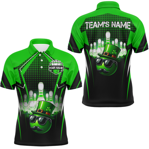 Lucky Bowling Shirt for Men Custom Green Polo Team Shirt St. Patrick Day Bowling Shirt QZT223