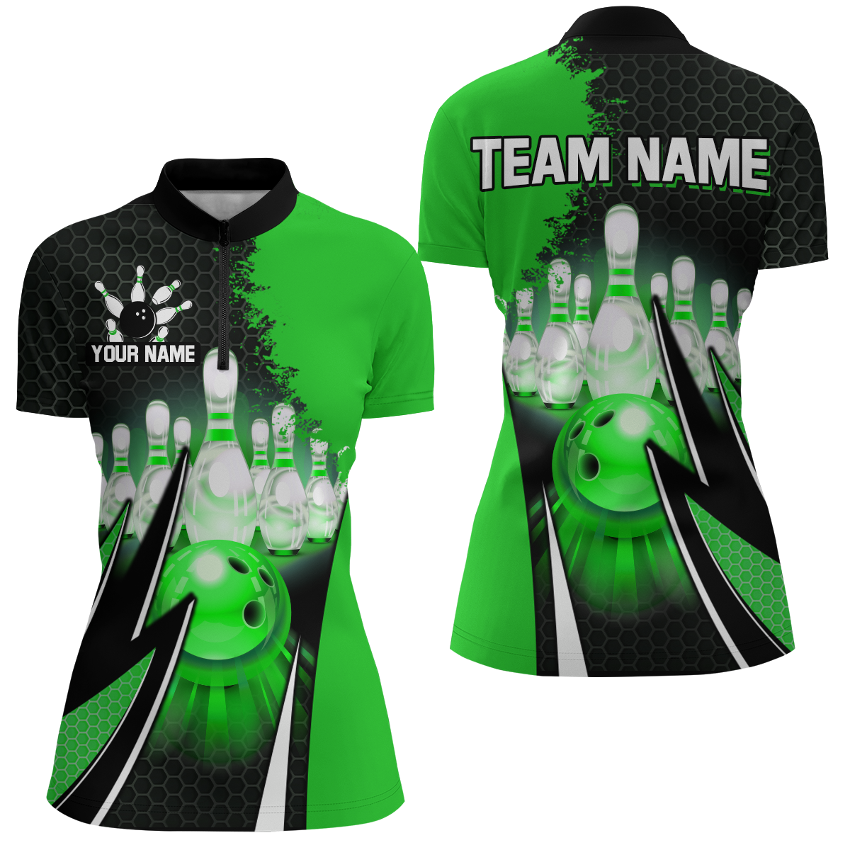 Personalized Bowling Shirts for Women 1/4 Zip Bowling Team Jersey QZT440