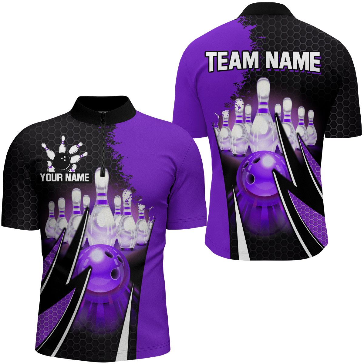 Personalized Bowling Shirts for Men 1/4 Zip Bowling Team Jersey QZT440
