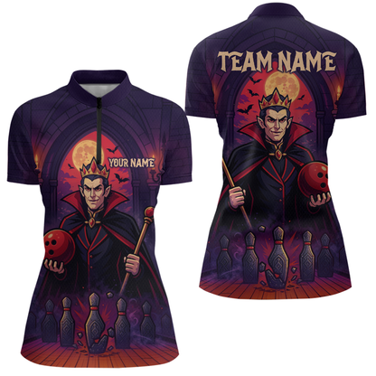 Custom Vampire Bowling Team Shirt Polo & Quarter-Zip Bowling League Jersey for Women Outfit QZT752